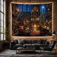 thumbnail image 6 of Vintage Bookshelves Grand with Library Interior Night Characterized, Spooky Gothic for Gothic Decor Fans, Dark Art Decor, Christmas Gift, Tapestry Wall Hanging for Bedroom and Dorm, 6 of 7