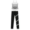 thumbnail image 4 of RUNQHUI Kids Girls Jazz Modern Dance Clothes Set Sleeveless Metallic Tank Top with Leggings 2 Piece Silver 10, 4 of 5