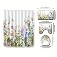 thumbnail image 3 of 1pc Floral Pattern Waterproof Shower Curtain With 12 Hooks, Non-Slip Bathroom Rug, Toilet U-Shape Mat, Toilet Lid Cover Pad, Bathroom Decor, 3 of 4