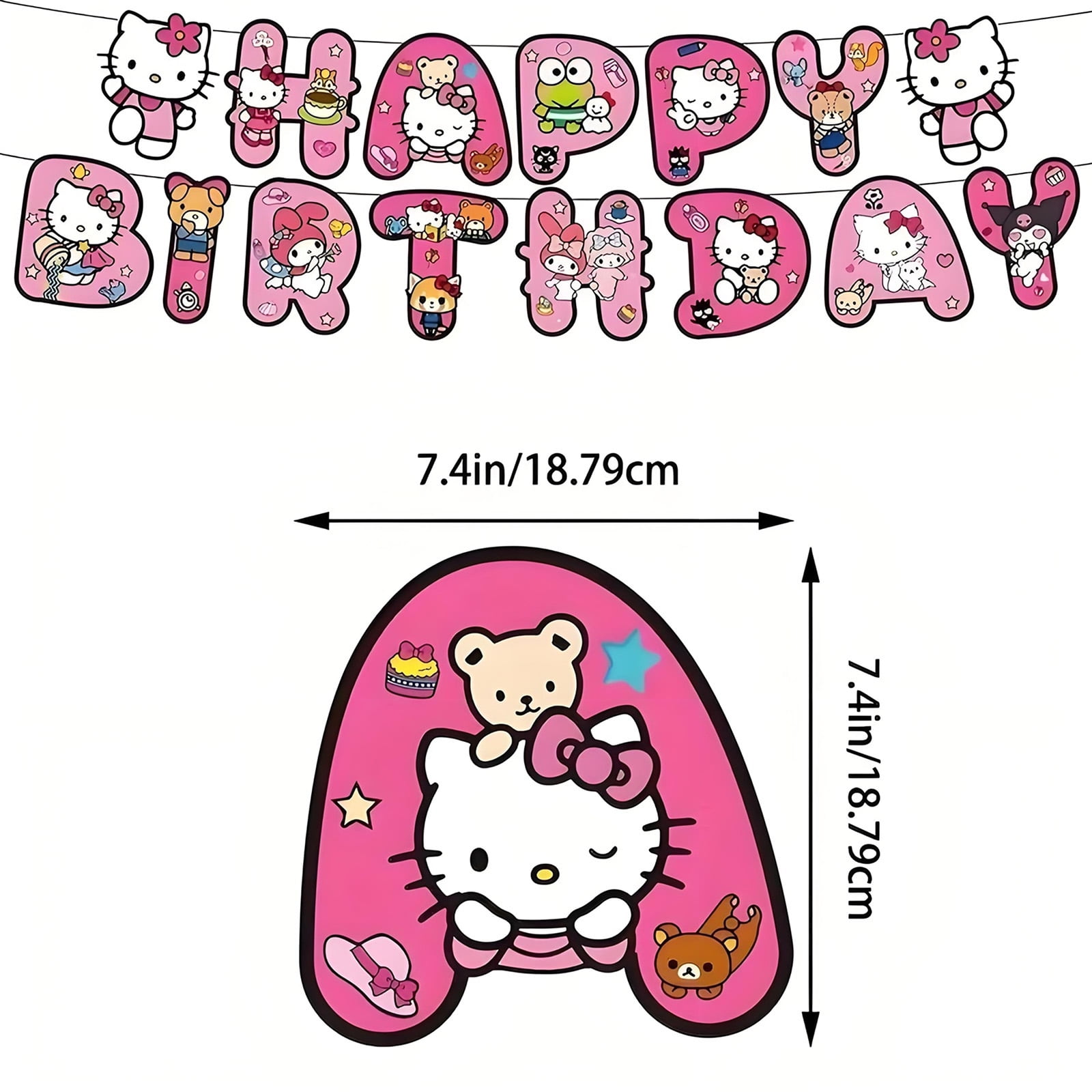 Kitty Party Supplies Set, Birthday Party Favors Include Banner, Balloons, Hanging Swirls, Cake Cupcake Toppers, Tablecloth, Stickers for Girls Kitty Theme Party