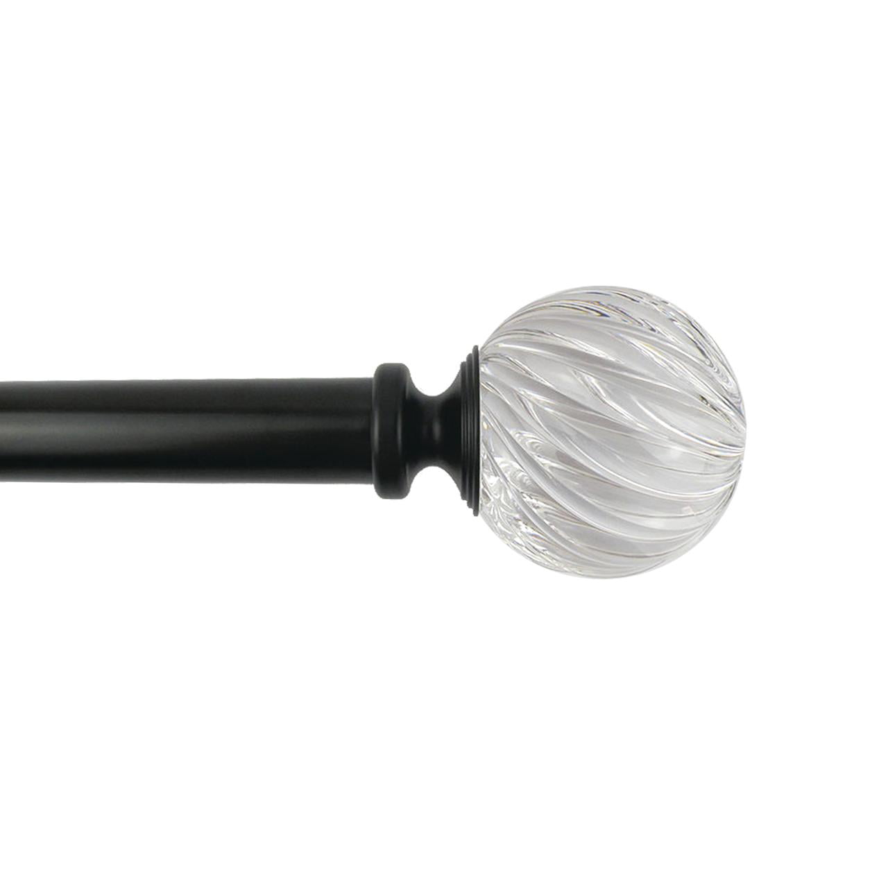 Better Homes & Gardens 1 in Adjustable Curtain Rod, 42-120 in, Clear Twisted Sphere Finials, Matte Black