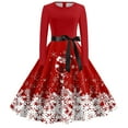 thumbnail image 3 of Vestidos de Verano Para Mujer Vestido de Navidad de Manga Larga Con Cuello Redondo y Lazo Vestido Elegante de Fiesta Con Cintura En A, 3 of 3