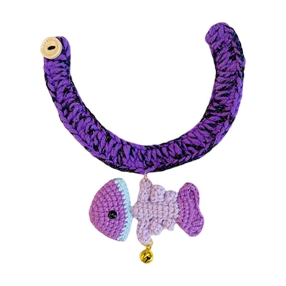 Vaveren Hand Knitted Cats Collar Halloween Hand Woven Scarf for Party Winter Holiday fish shaped L