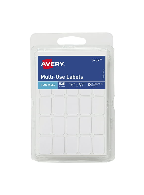 Avery Multi-Use Labels, White, 1/2" x 3/4", Removable, Handwrite, 525 Labels 0.071 lb (16737)