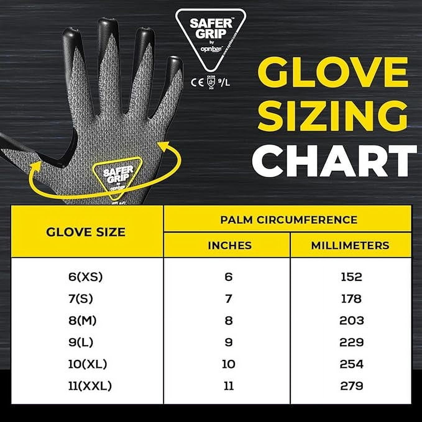 OPNBar Nitrile Coated Work Gloves - Touchscreen Compatible, A3 Cut Resistant, Reinforced Thumb Crotch, Safer Grip for Work (A3 Large, 12 Pair)