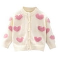 thumbnail image 2 of Spazoro Kids Girls Jackets, Fall Winter Crew Neck Cotton Long Sleeve Button Cardigans for Child Girls Boys Beige Size 1-2T, 2 of 9