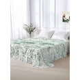thumbnail image 5 of Green Botanical Twim XL Size Flat Sheet, Wrinkleproof & Fadeproof Cooling Flat Bed Sheet Only, Watercolor Spring Floral Summer Breathable Soft Bedding Top Sheets 66 x 102 Inches, 5 of 8