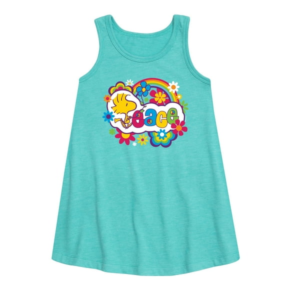 Peanuts - Peace Floral & Colorful Woodstock - Toddler & Youth Girls A-line Dress
