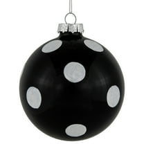 Northlight Polka Dot Christmas Glass Ball Ornaments - 4" - Black and White - Set of 2