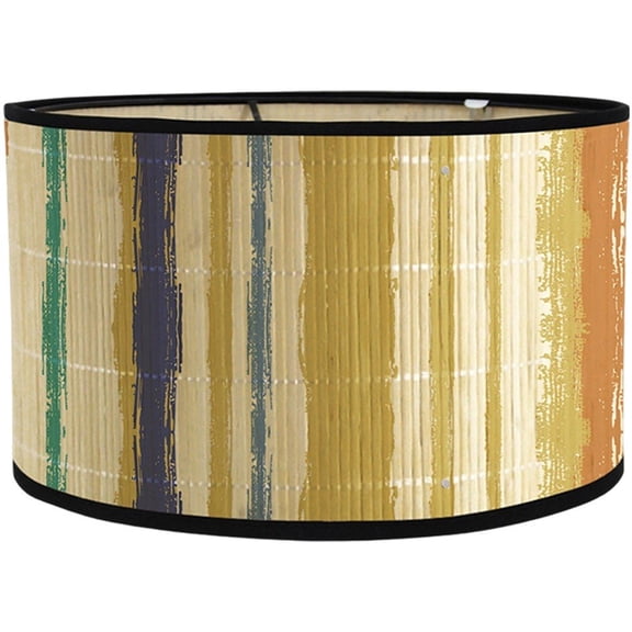 Drum Lamp Shade, E27 Vintage Lampshade Stripe Pattern Chandelier Lamp Cover Replaceable Light Accessories for Pendant Floor Light