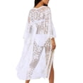 thumbnail image 4 of Bathing Suit Cover Up for Women Summer Seethrough Open Front Beach Cover Up Sexy Lace Stitching White Swimsuit Cover Up Shermie, 4 of 6