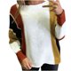 thumbnail image 1 of Suéter de manga larga con cuello en O de línea de color sólido de patchwork informal para mujer Blusa Fridja  hjk779, 1 of 5