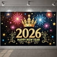 thumbnail image 5 of Gold 2026 Banner Pink Roses New Year Banner Gold Balloons Circular Frame Happy New Year Banner for New Year Party 2026 Celebration Holiday Party, 5 of 9