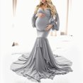 thumbnail image 2 of AOMPMSDX Maternity Clothes Feeding Dress Supplier Maternity Dress Women Mesh Sleeveless Trailing Photoshoot Dress Grey S, 2 of 6