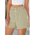 thumbnail image 5 of Green Women's Shorts, Women'S Shorts Cute Soft Elastic Waist Plaid Print Front Pajama Bottoms Shorts Sleepwear,Women's Shorts L, 5 of 7