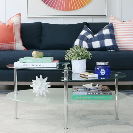 - Walker Edison Mid-Century Modern 2-Tier Glass Coffee Table