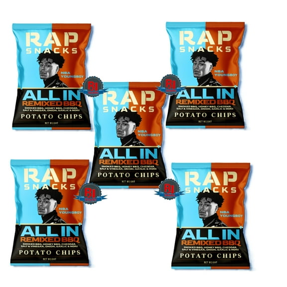 Rap`Snacks Potato Chips 1 oz (Curated by RJ Snacks Value Pack) (Pack of 12 , NBA Young Boy All in Remix)