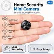 4K HD Security Camera with Battery & USB Dual Power, 24/7 Indoor Surveillance Cam with Night Vision, Motion Detection, and Loop Recording for Home Safety