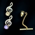 thumbnail image 3 of Épingle à Cravate Créative Mini Note Strass Épingle à Cravate avec Chaîne, 3 of 6