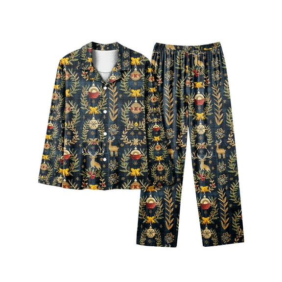 asdoklhq Fleece Pajamas Women Christmas Long Sleeved Long Pants Couple Pajamas Women's Home Clothes Multicolor 4X