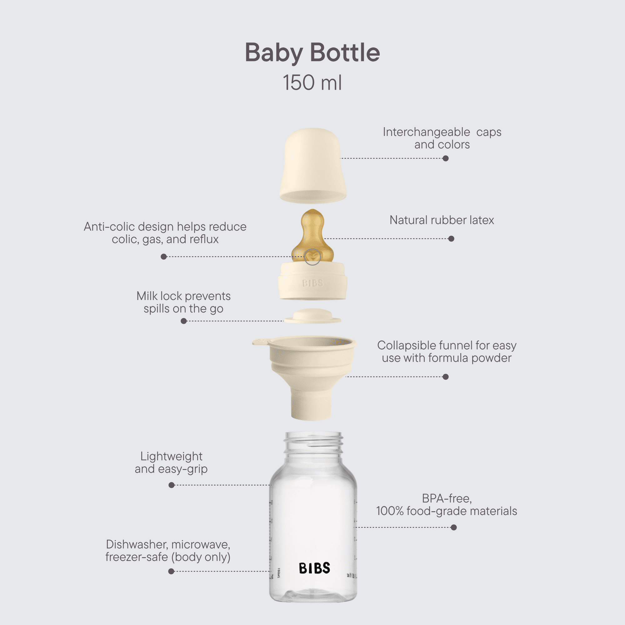BIBS Baby Bottle with Slow Flow Latex Nipple, 5oz, Blue photo 4