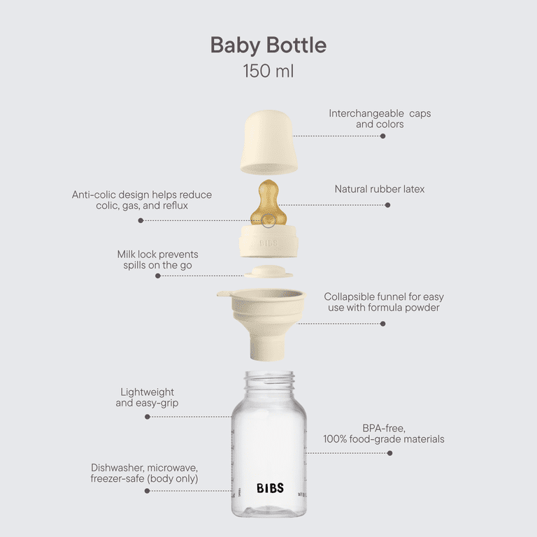 BIBS Glass Baby Bottle With Slow Flow Latex Nipple, 4 oz photo 4