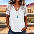 thumbnail image 2 of Fewfanhot Womens Tops Trendy Lace Basic V-Neck T-Shirts Short Sleeve Loose Fitting Tunic Tank Tops, 2 of 7
