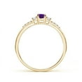 thumbnail image 2 of ANGARA Natural Classic Oval Amethyst and Diamond Three Stone Ring in 14K Yellow Gold for Women (Size-5x3mm) | February Birthstone, Anniversary, Jewelry Gift for Women | Natural Amethyst Ring, 2 of 8
