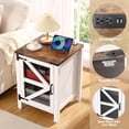 thumbnail image 6 of Huisuilinss Farmhouse Nightstand,18'' Rustic End Table with Barn Door, Wood Sofa Side Bedside Table with Charging Station,Night Stand Sofa Side Table for Living Room Bedrom, 6 of 6