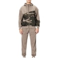 thumbnail image 1 of FOCUSNORM Men Sportswear, Camouflage Hooded Zip-Up Coat + Solid Color Slacks, 1 of 9
