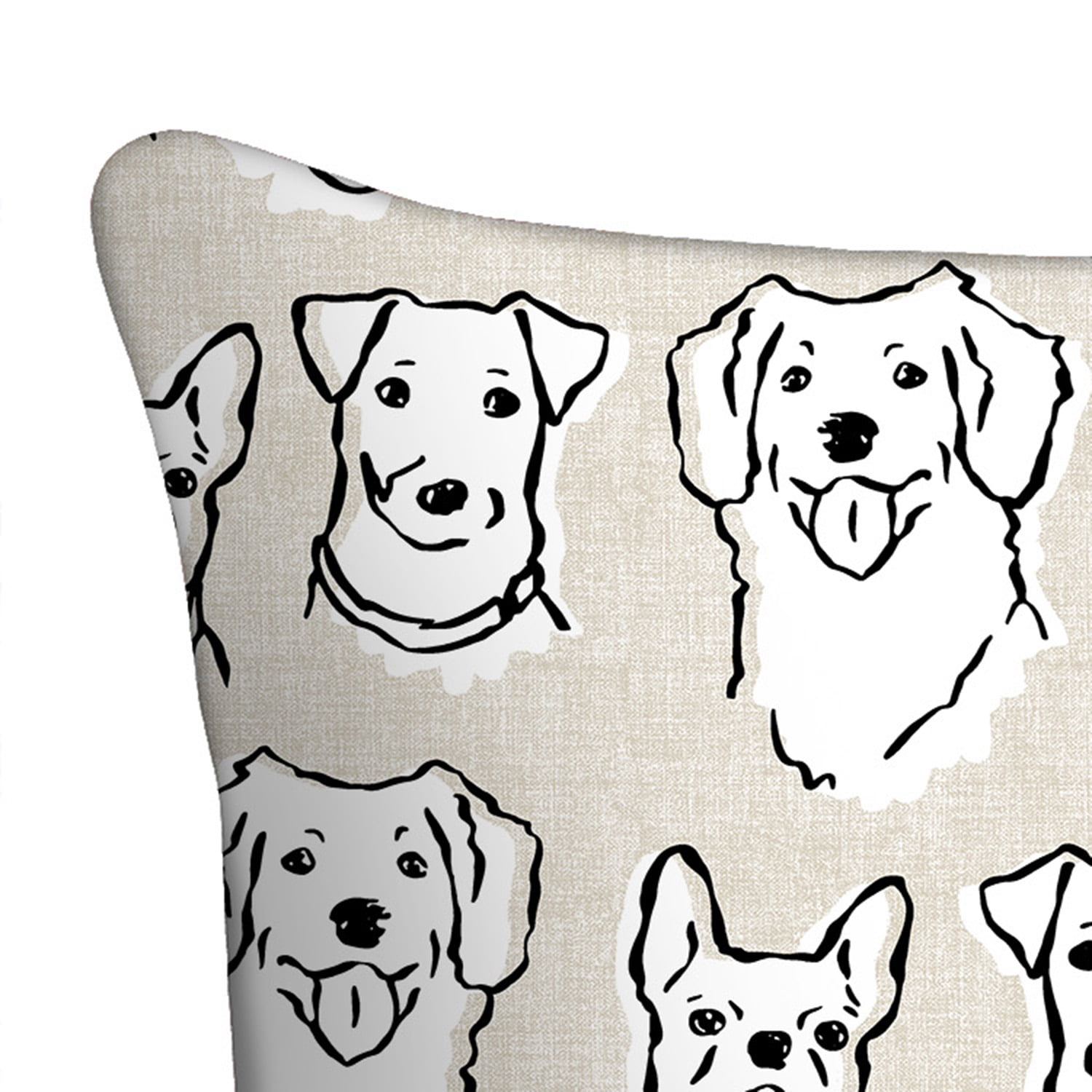 Mainstays 16" x 16" Dog Faces Decorative Outdoor Throw Pillow, Beige