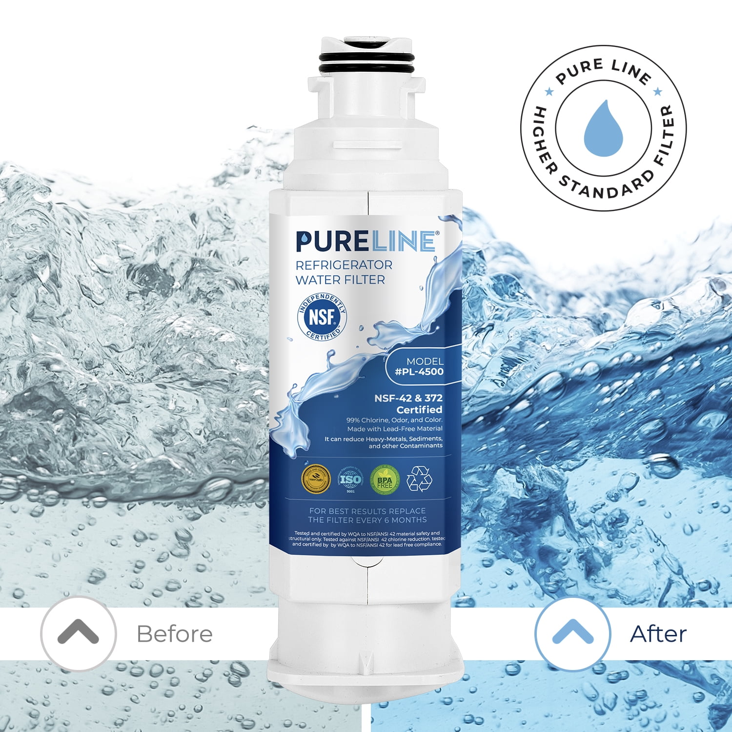 Pureline DA97-17376B and Haf Qin Water Filter Replacement for Samsung HAF-QIN, HAF-QIN/EXP, DA97-08006C, RF23M8070SG, RF23M8070SR, RF23M8090SG, RF23M8090SR, RF23M8570SR, RF23M8590SG. (3 Pack)