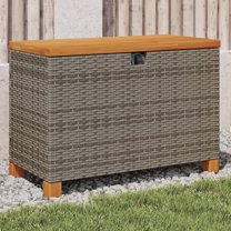 vidaXL Patio Storage Box with Lid Outdoor Cushion Poly Rattan Acacia Wood