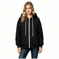 thumbnail image 2 of Women’s Zip‑Up Hooded Drawstring Sweatshirt , Fall Winter Long Sleeve Hoodie with Pockets, Women's ,Size L-5XL, 2 of 4