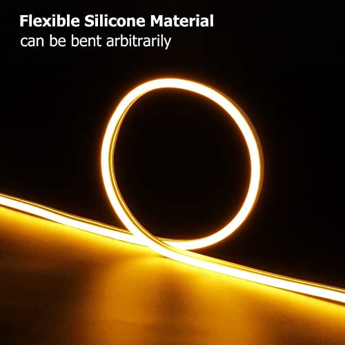 Galgreen Neon Rope Lights, 16.4ft Rope Lights with Dimmable Remote and Adapter, Waterproof Flexible Smart Led Strip Lights for Bedroom, Super Bright, DIY Neon Sign, Indoor Outdoor Wall Decor, Yellow