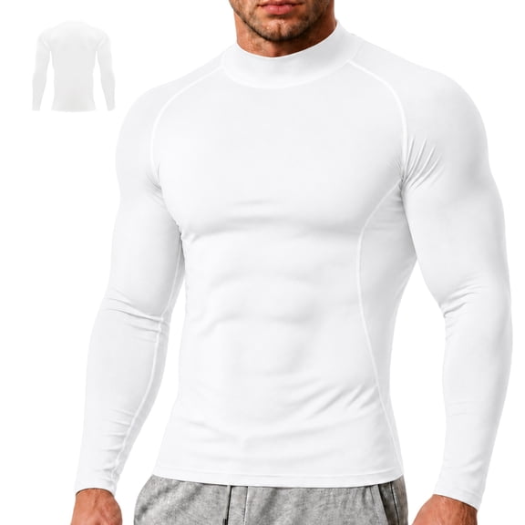 Yifymode Men's Compression Shirts Long Sleeve Mock Turtleneck Undershirts Quick Dry Athletic Workout Running Base Layer