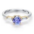 thumbnail image 3 of Gem Stone King 10K Two Tone Gold Blue Tanzanite and Lab Grown Diamond Engagement Ring for Women | 1.20 Cttw | Round 6MM | Gemstone December Birthstone | Size 5, 3 of 6