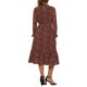thumbnail image 3 of Vestido de mujer Inspire Chic con cuello simulado, volantes, mangas largas, fluido, de gasa, corte A, midi, color rojo vino, talla XL, 3 of 6