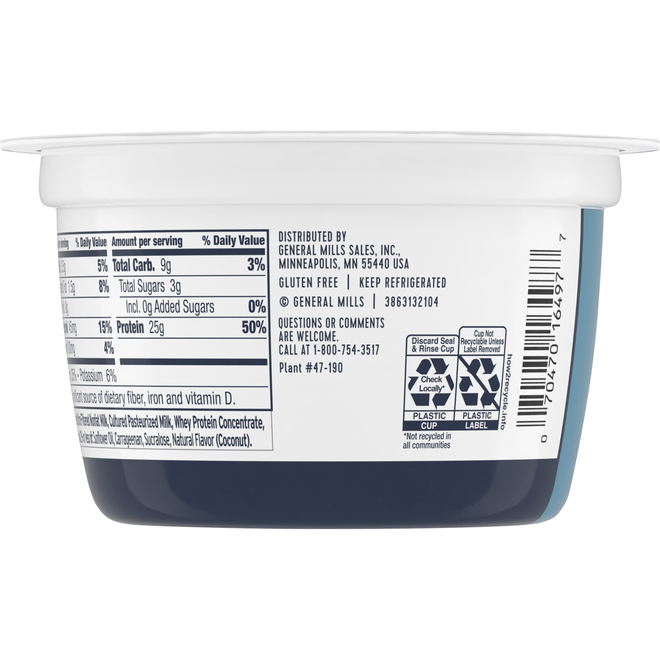 Ratio Yogurt Protein Cultured Dairy Snack, Coconut, 25g Protein, 5.3 OZ