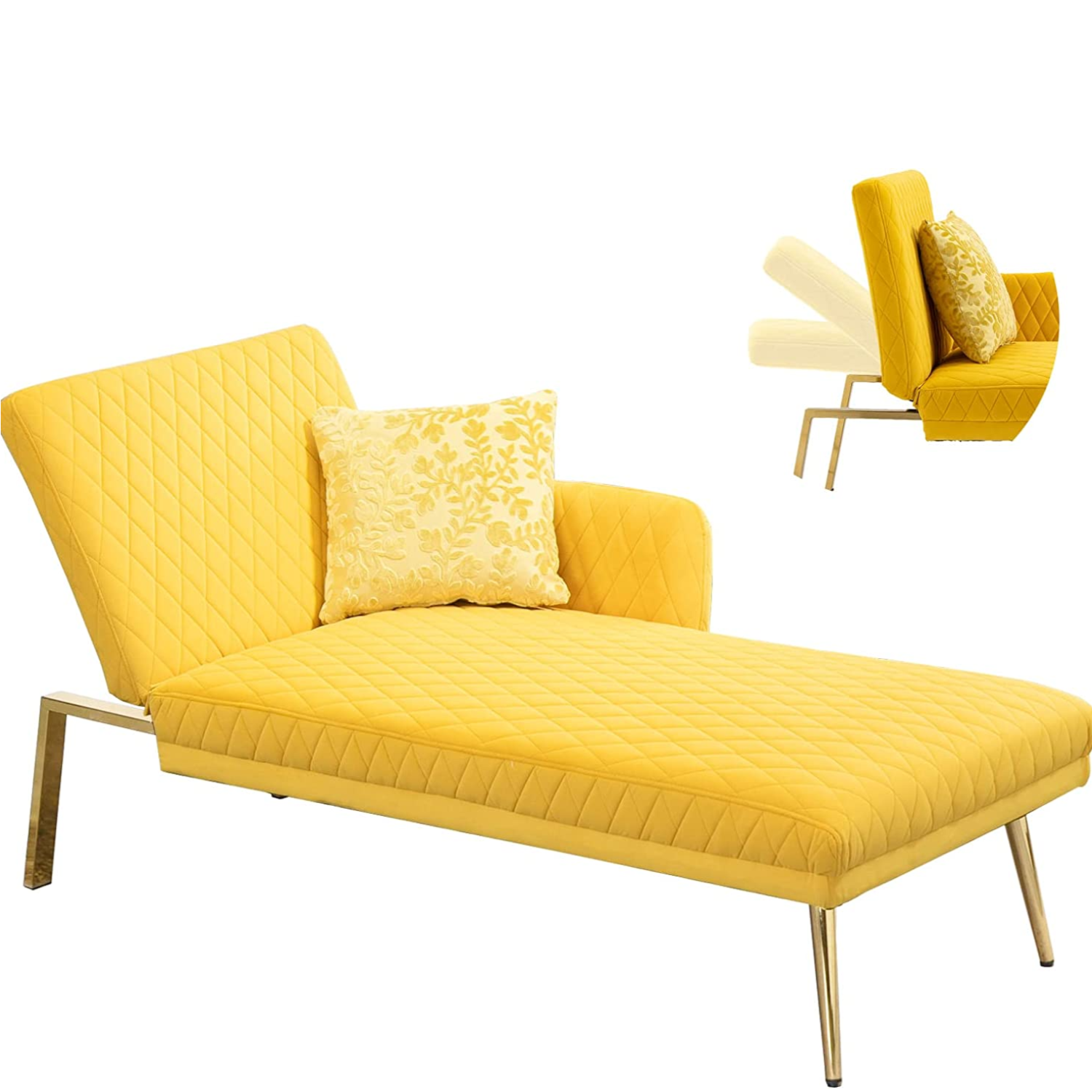 Velvet Chaise Lounge Chair with Toss Pillow Zarler Modern Indoor Lounge