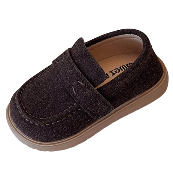 Owordtank Toddler Boys Loafers Penny Dress Shoes Slip-On Boat Shoes PU with Breathable Insole Moccasins Casual