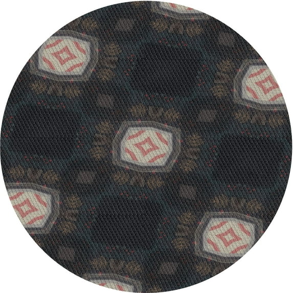 Ahgly Company Indoor Round Patterned Black Novelty Area Rugs, 5' Round