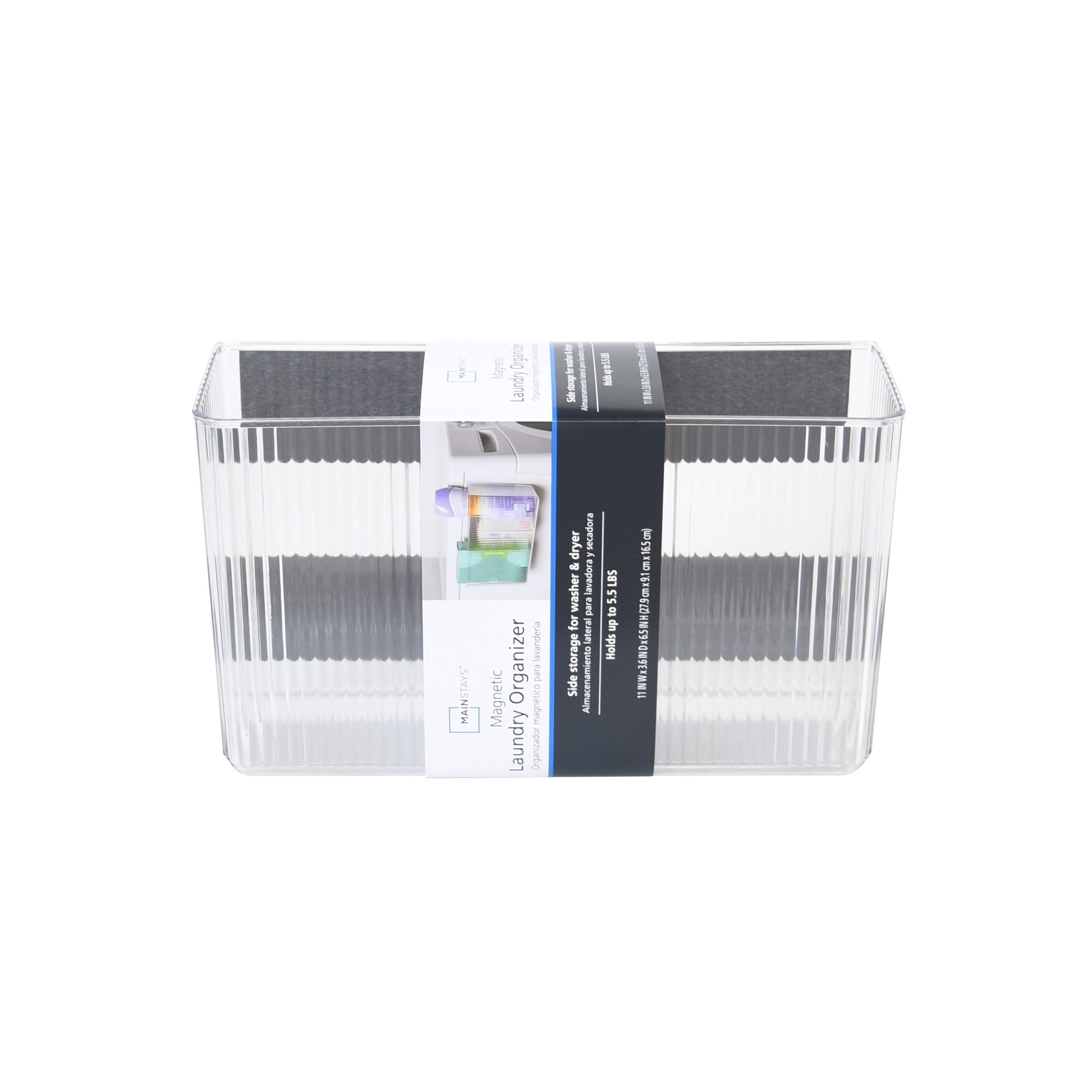 (6 pack) Mainstays Magnetic Laundry Organizer Bin for Washers and Dryers, Clear