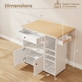 thumbnail image 3 of Spaco Drop Leaf Mobile Kitchen Island Cart with Power Outlet and Adjustable Shelf-White, Kitchen Island, Kitchen Island with Storage for Kitchen,Dinning Room, 3 of 7