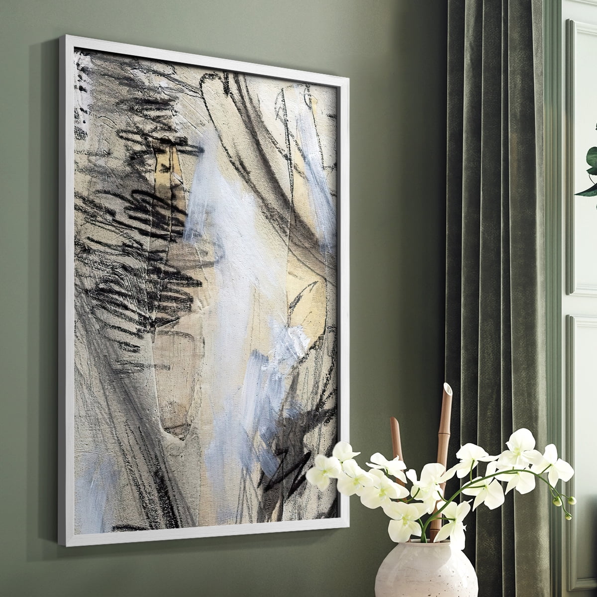 Masked Notes VI Framed Print in White Solid Wood Framed Print No Nail Hanging