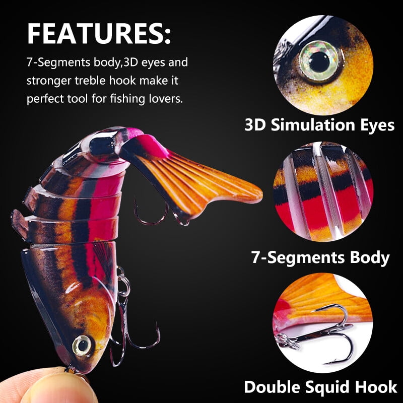 14PCS Lot Jointed Fishing Lure Swimbait Artificial Bait Wobblers 7 Segment USA