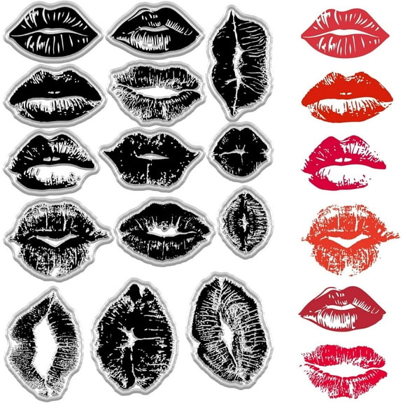 1 Sheet Lip Clear Stamps Kiss Lips Love Valentines Day Rubber Silicone Stamp Decorative Reusable Seals Stamps for DIY Card Making Handmade Journaling Scrapbooking Photo Album Notebook Decorations