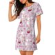 thumbnail image 2 of Fotbe Easter Rabbit Bata de Dormir para Mujer con Estampado, Camisón de Algodón de Manga Corta, Ropa de Dormir Casual, 2 of 6