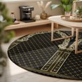 thumbnail image 3 of Round Rugs 6Ft, Boho Archway Round Area Rug Washable Indoor Throw Carpet, Black Traditional Ethnic Symmetrical Floral Soft Non Slip Circle Rug for Office Cabinet Home Decor Aesthetic, 3 of 8