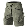 thumbnail image 2 of Eltusu Men's Cargo Shorts, Knee Length Elastic Waistband Breathable Summer Shorts with Pockets Green Size XL, 2 of 9